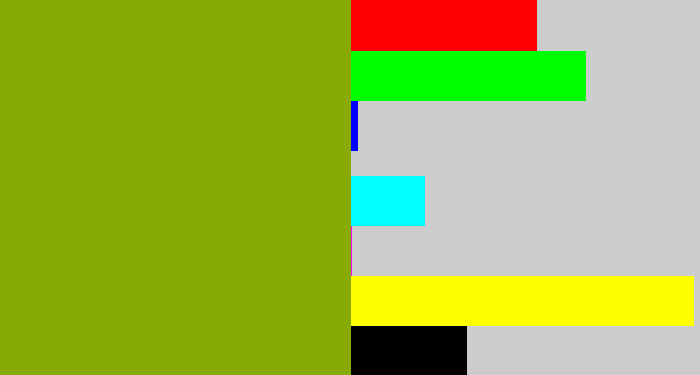 Hex color #87aa04 - vomit green
