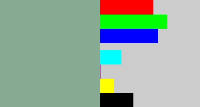 Hex color #87aa93 - greenish grey