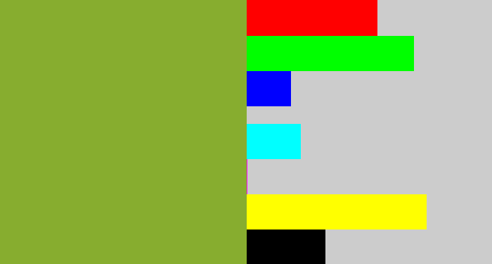 Hex color #87ad2f - avocado