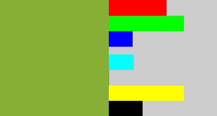 Hex color #87af37 - avocado