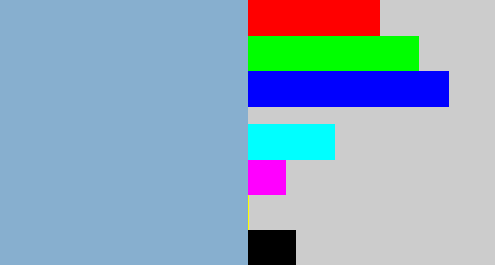 Hex color #87afcf - light grey blue