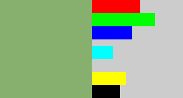 Hex color #87b06f - sage