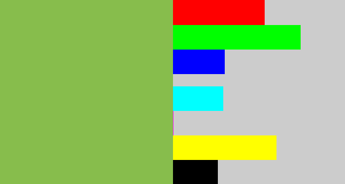 Hex color #87bd4c - turtle green
