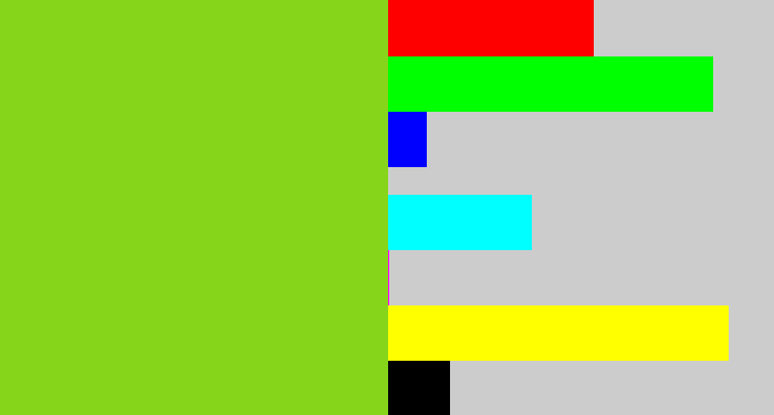 Hex color #87d51a - apple green