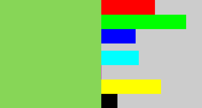 Hex color #87d657 - kiwi green