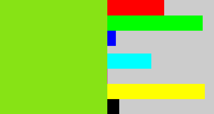 Hex color #87e315 - bright lime