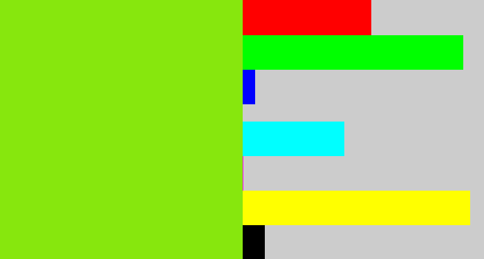 Hex color #87e70d - bright lime