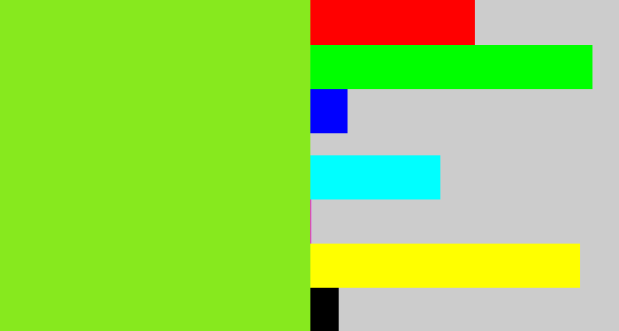 Hex color #87e91e - acid green