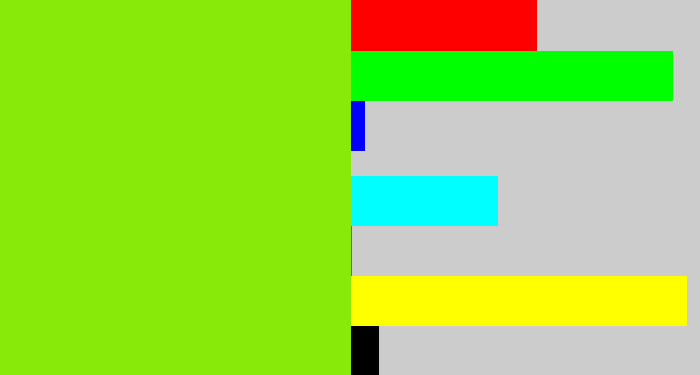Hex color #87ea09 - bright lime