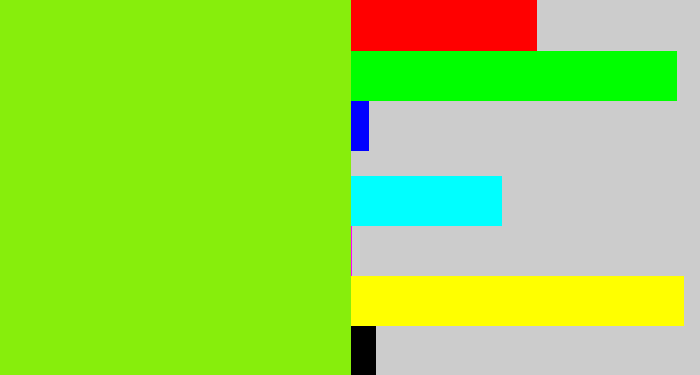 Hex color #87ee0c - bright lime