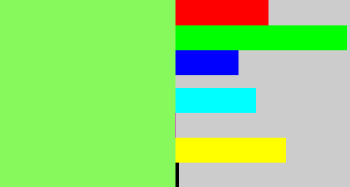 Hex color #87f95d - lighter green
