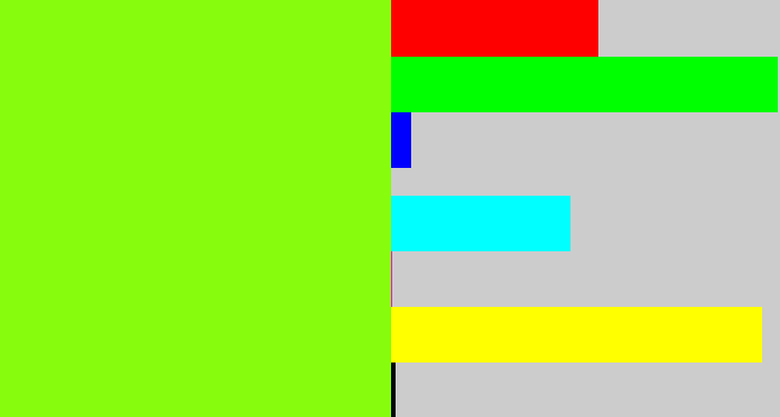 Hex color #87fc0d - bright lime