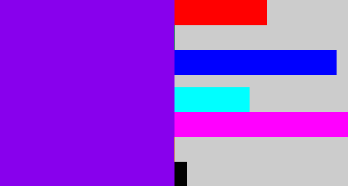 Hex color #8800ed - vivid purple