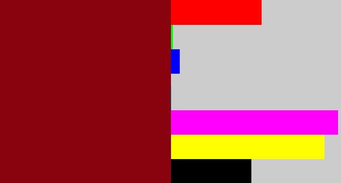 Hex color #88030d - crimson