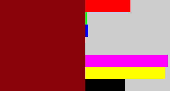 Hex color #880408 - crimson