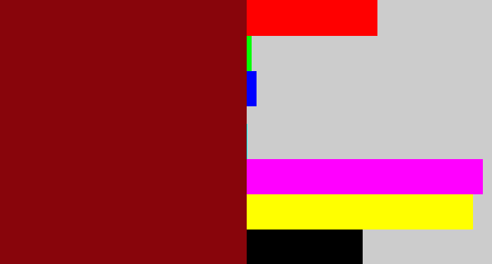 Hex color #88050b - crimson