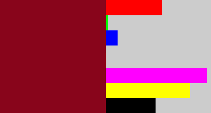 Hex color #88051b - crimson