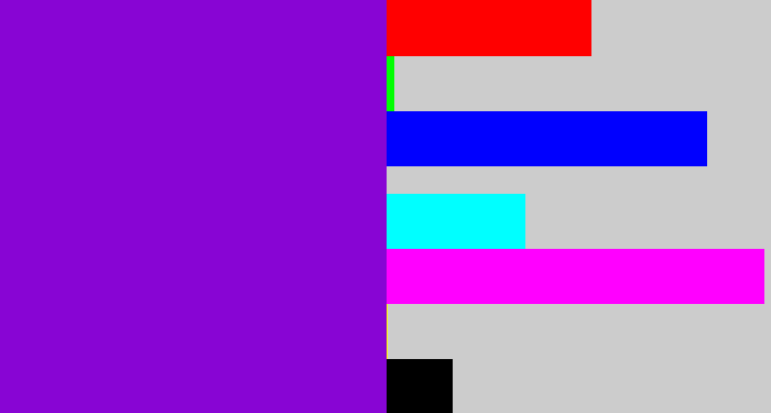 Hex color #8805d4 - violet