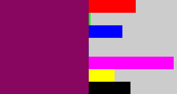 Hex color #880660 - reddish purple