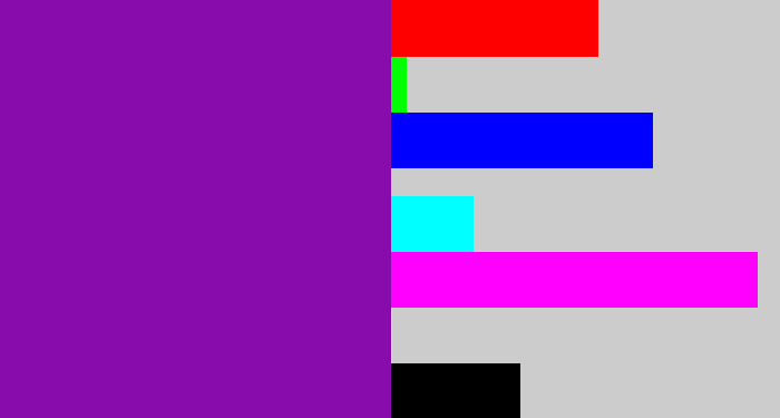Hex color #880bac - purple