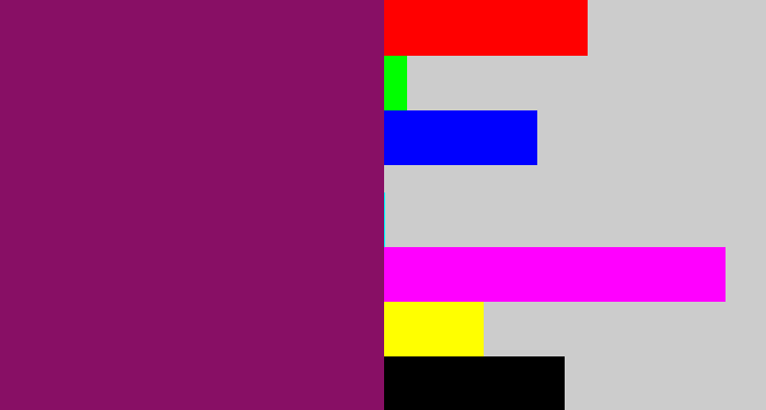 Hex color #880f65 - reddish purple