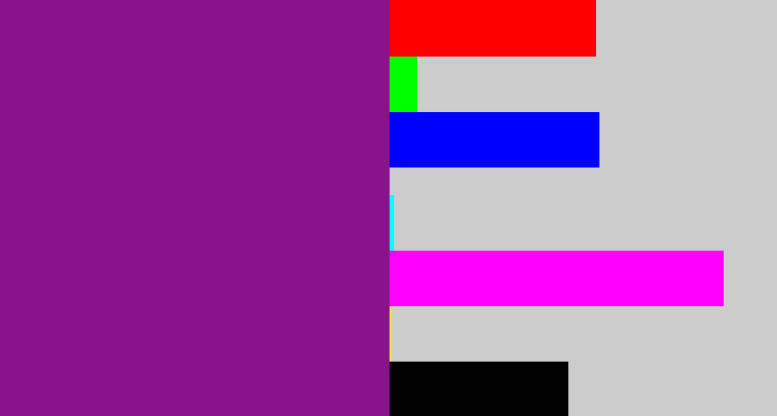 Hex color #88138a - purple