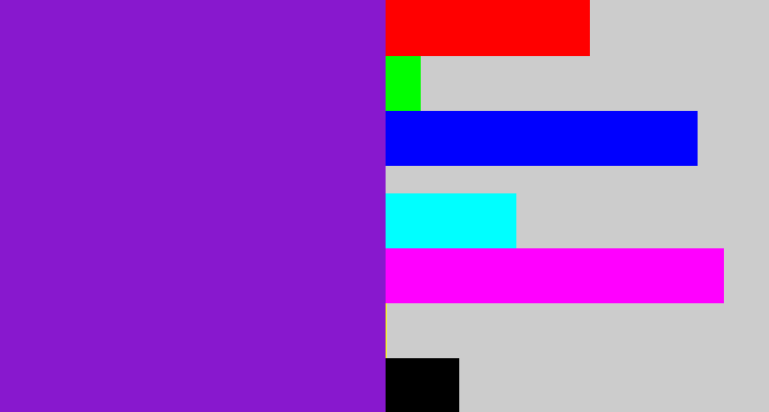 Hex color #8818ce - violet