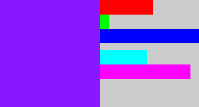 Hex color #8818ff - violet