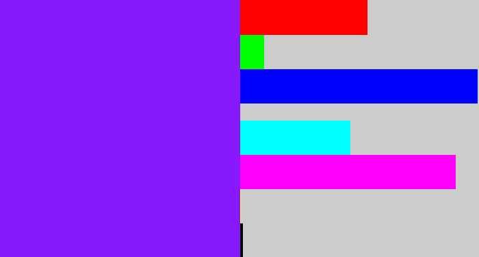 Hex color #8819fc - violet