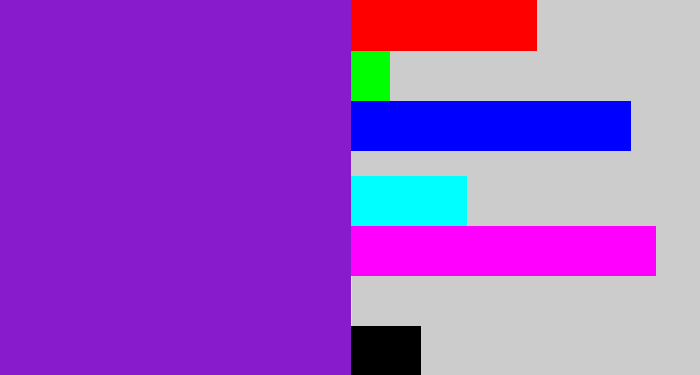 Hex color #881bcc - violet