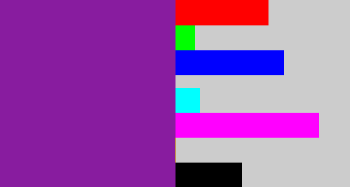 Hex color #881c9f - purple