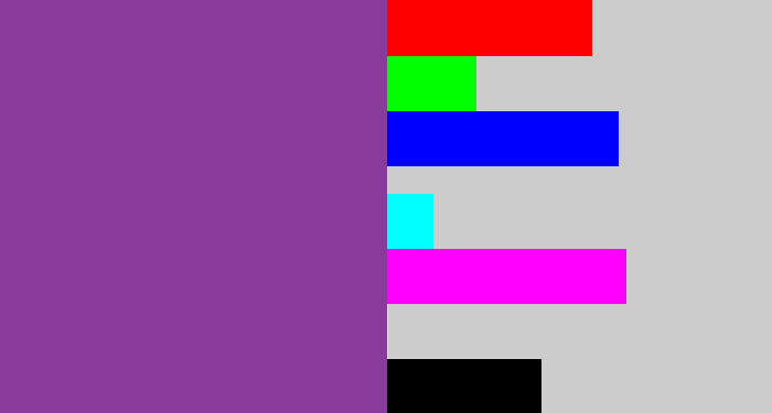 Hex color #883b9a - warm purple