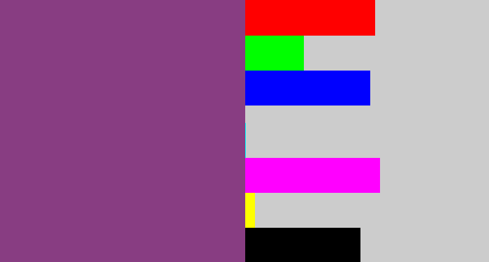 Hex color #883d82 - light eggplant