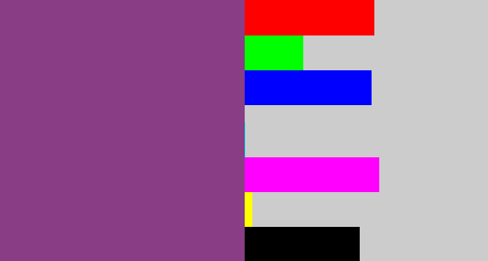 Hex color #883d84 - light eggplant