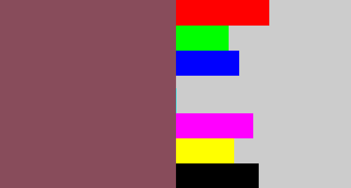 Hex color #884c5b - dark mauve