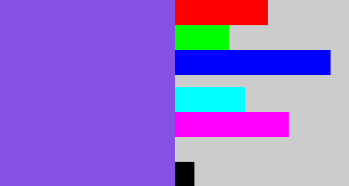 Hex color #884fe3 - purpley