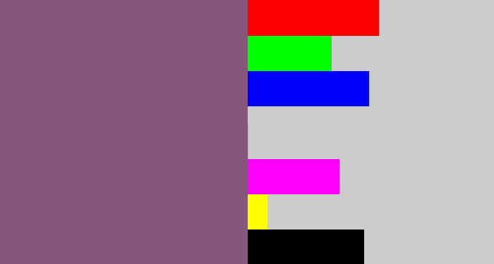 Hex color #88567d - dull purple