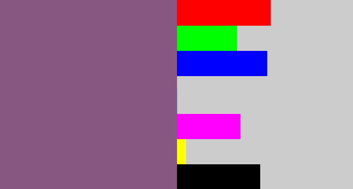 Hex color #885781 - dull purple