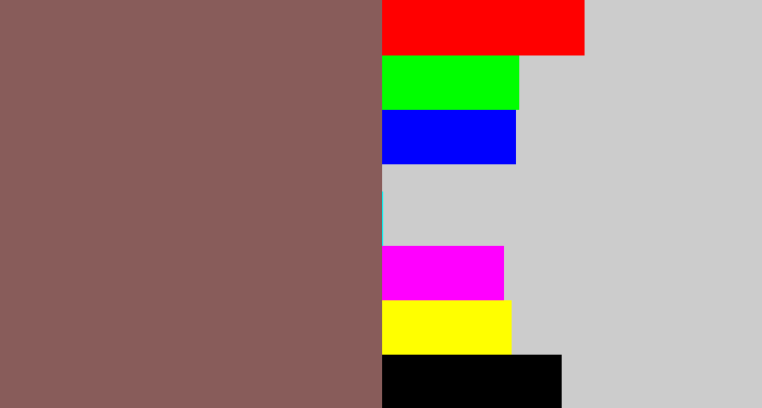 Hex color #885c5a - dark mauve