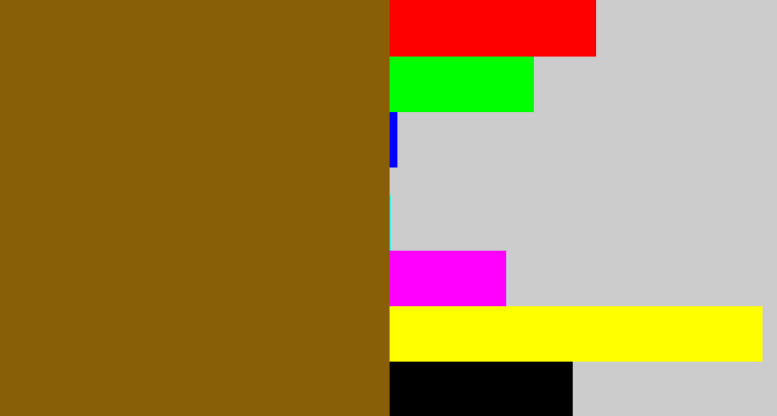 Hex color #885f06 - poo brown