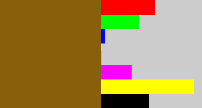 Hex color #885f0b - poo brown