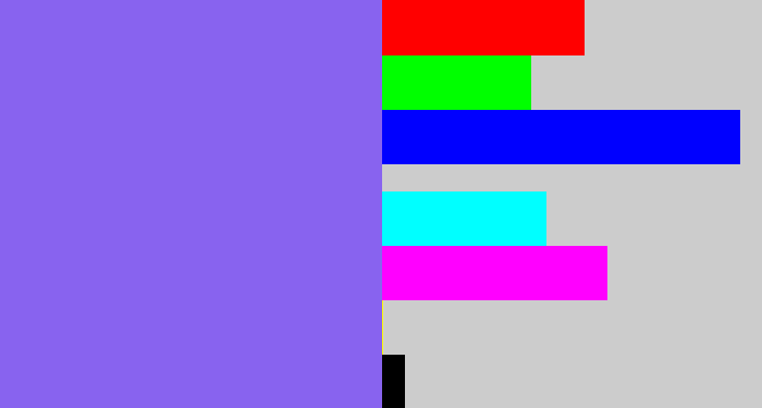 Hex color #8863ef - purpley