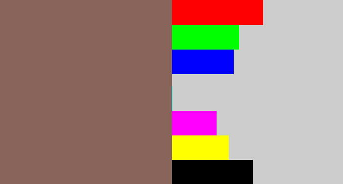 Hex color #88645b - dark taupe