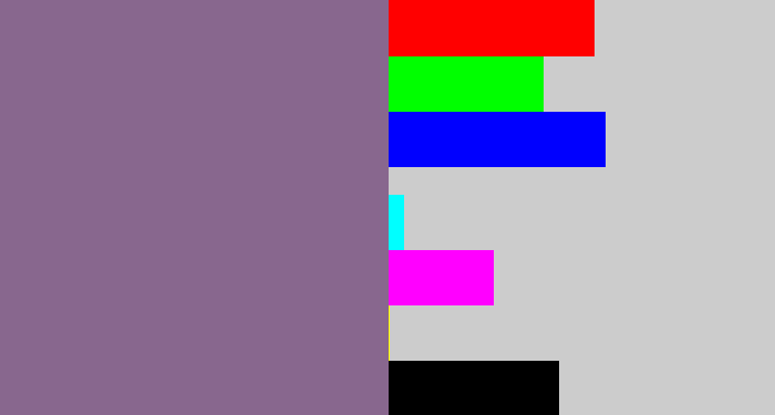 Hex color #88678e - grey purple