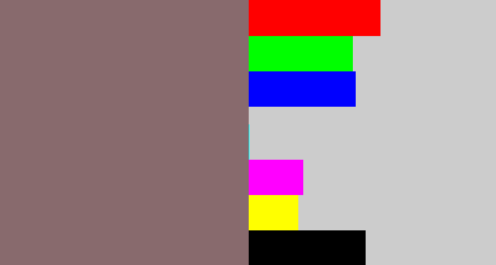 Hex color #886a6d - brownish grey