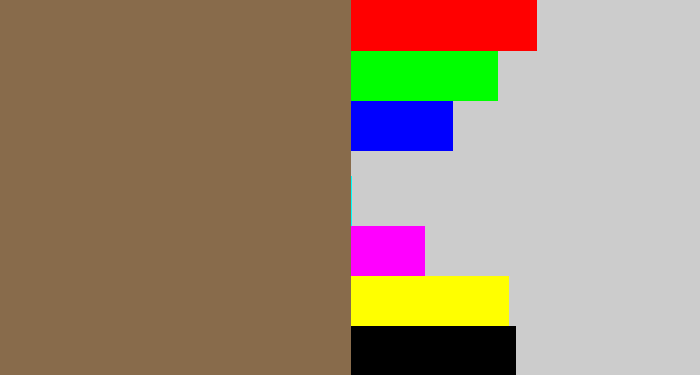 Hex color #886b4b - dull brown