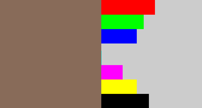 Hex color #886b59 - grey brown