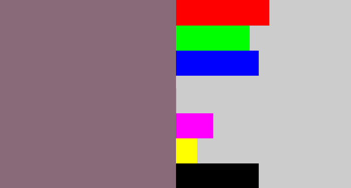 Hex color #886b78 - purple grey