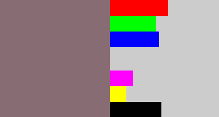 Hex color #886c73 - purple grey
