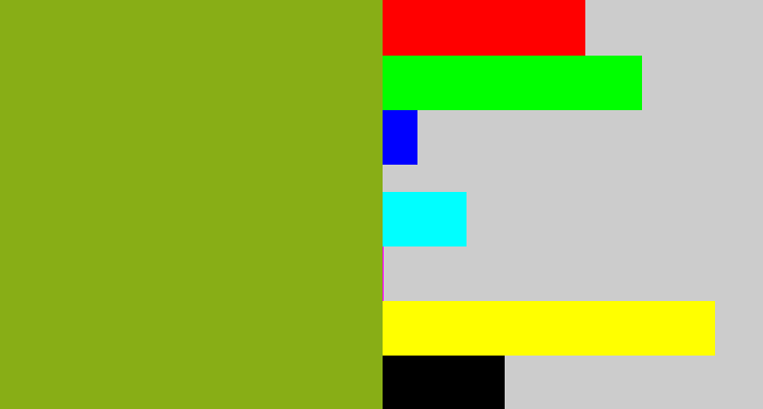 Hex color #88ae16 - pea green